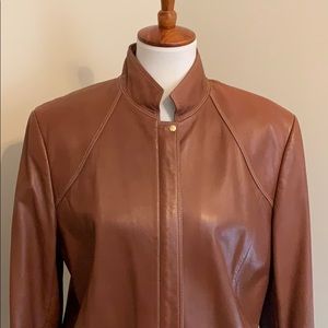 {Anne Klein} light chocolate brown leather jacket